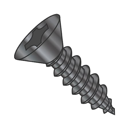 Usa Industrials Self-Drilling Screw, #12-11 x 1 in, Black Oxide 18-8 Stainless Steel Flat Head Phillips Drive BULK-SCRW-13295